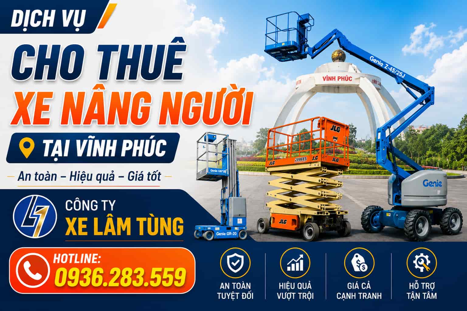 thuê xe nâng người tại vĩnh phúc
