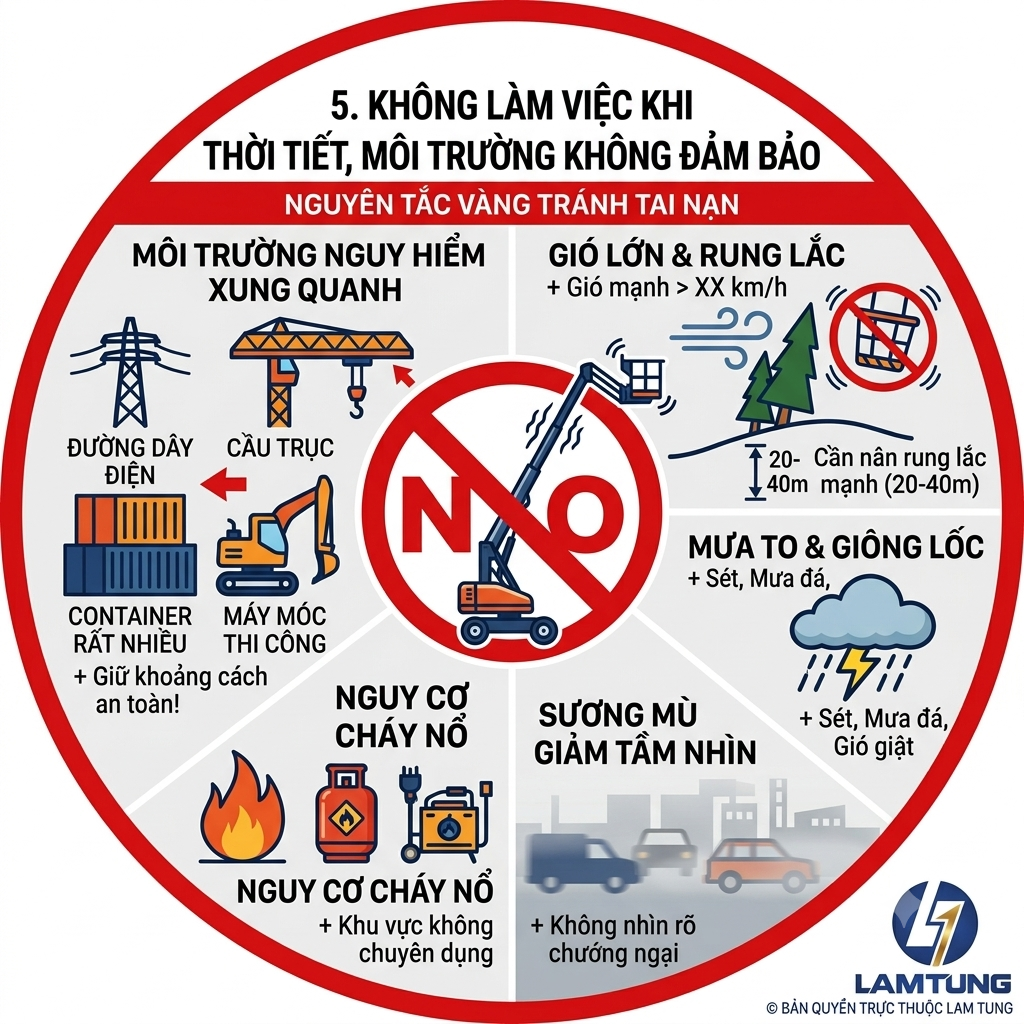 Quy tắc khi vận hành xe nâng người