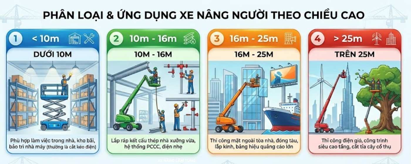 phân loại xe nâng người