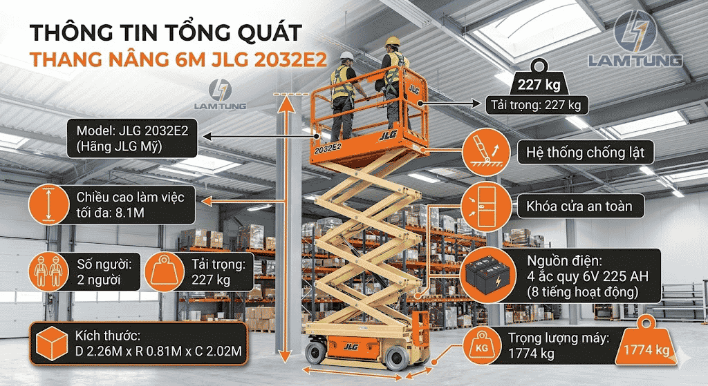 thang nâng người 6m jlg 2032es