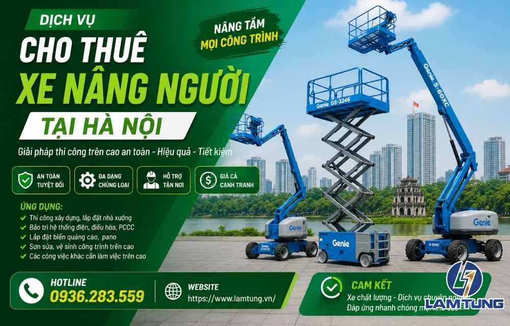 cho thuê xe nâng người tại hà nội - xe nâng Lâm Tùng