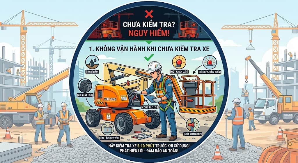 vận hành xe nâng người - xe naag người Lâm Tùng
