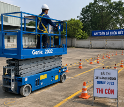 Xe nâng người 8m sàn nhỏ genie 2032