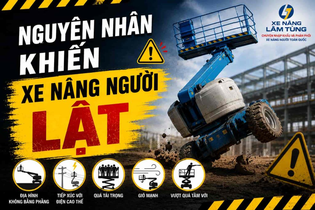 Xe nâng người bị lât