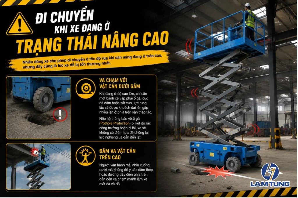 xe nâng người bị lật